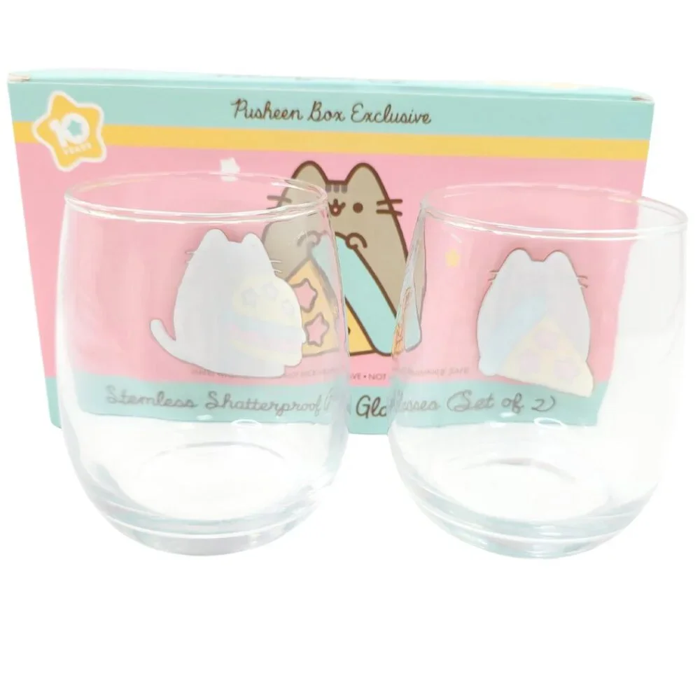 *Pusheen Box Exclusive Winter 2020 Shatterproof Stemless Glasses Set-Damaged Box